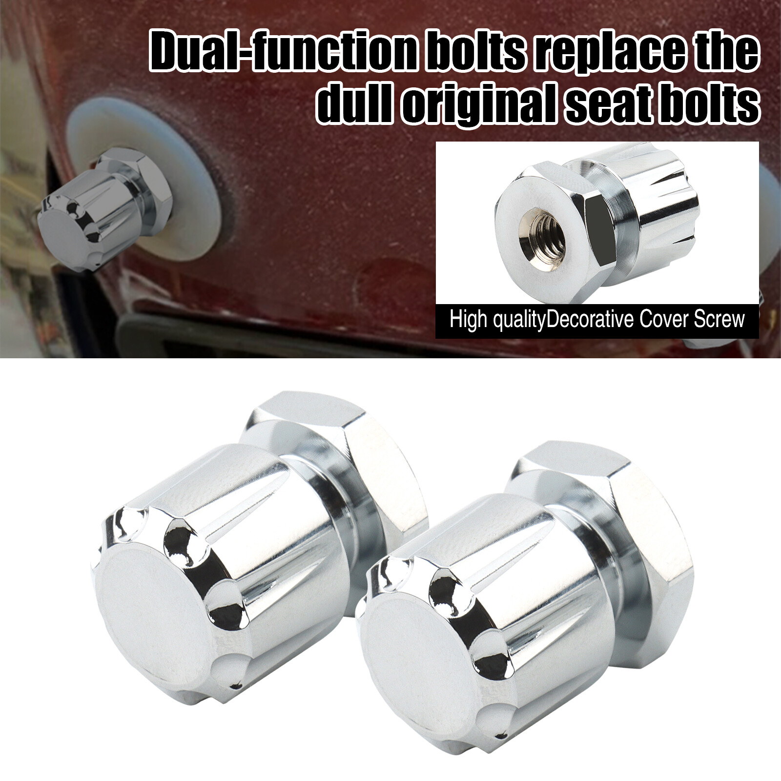 Chrome 2xSolo Mounting Nuts Seat Bolts For Harley Road King Street Glide Softail