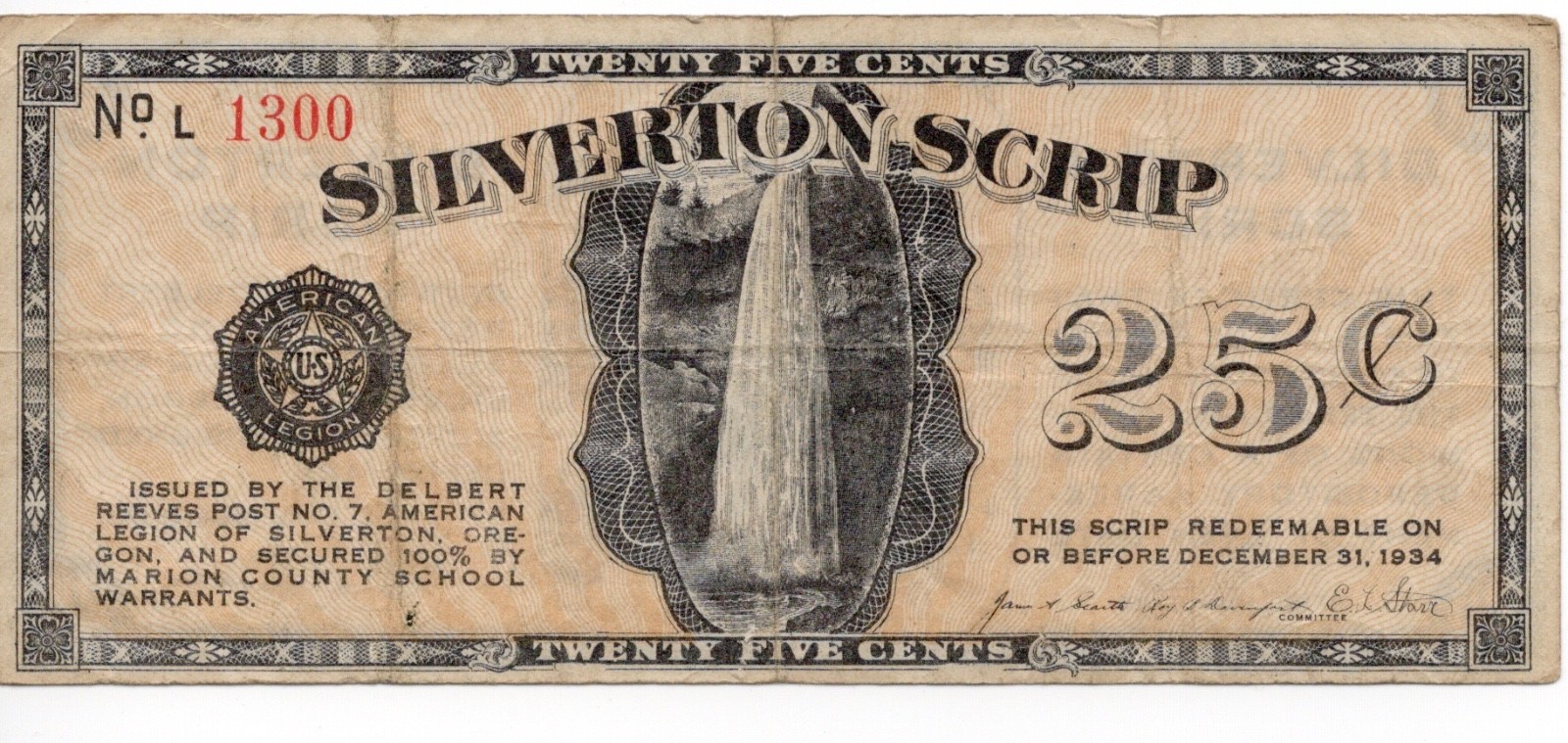 Silverton, Oregon - full set of 1933 Depression scrip