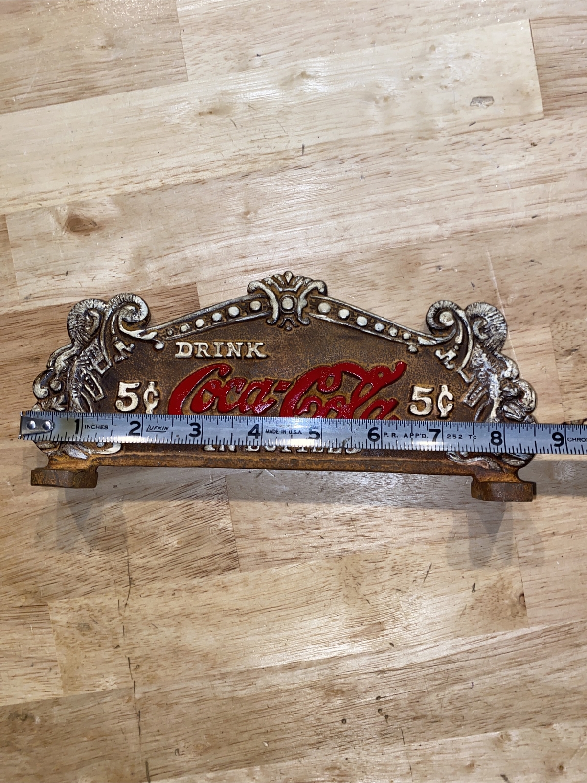 Coca Cola Cash Register Sign Plaque Cast Iron Metal Patina Soda Pepsi Collector