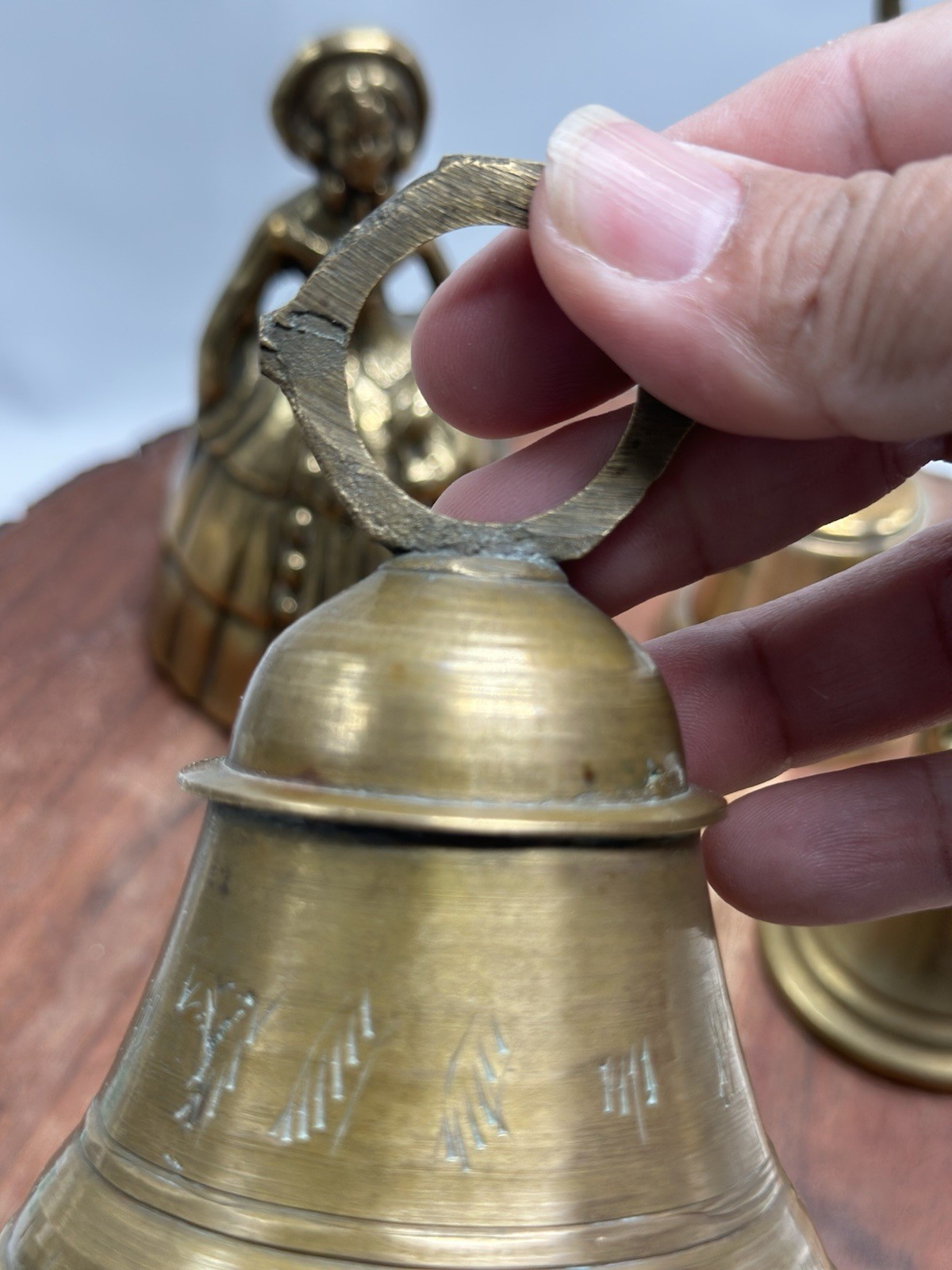 Vintage Bell England Brass Victorian Frog Woman Bell Collection 5 Lot