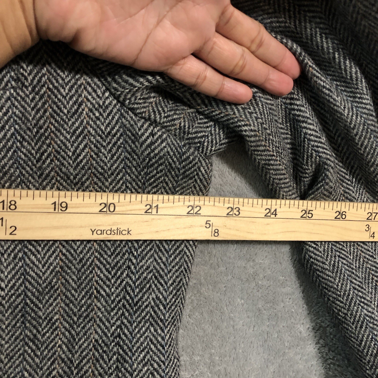 VTG Joe Namath Mens Blazer Size 44L Long Gray Herringbone Wool Tweed Sport Coat