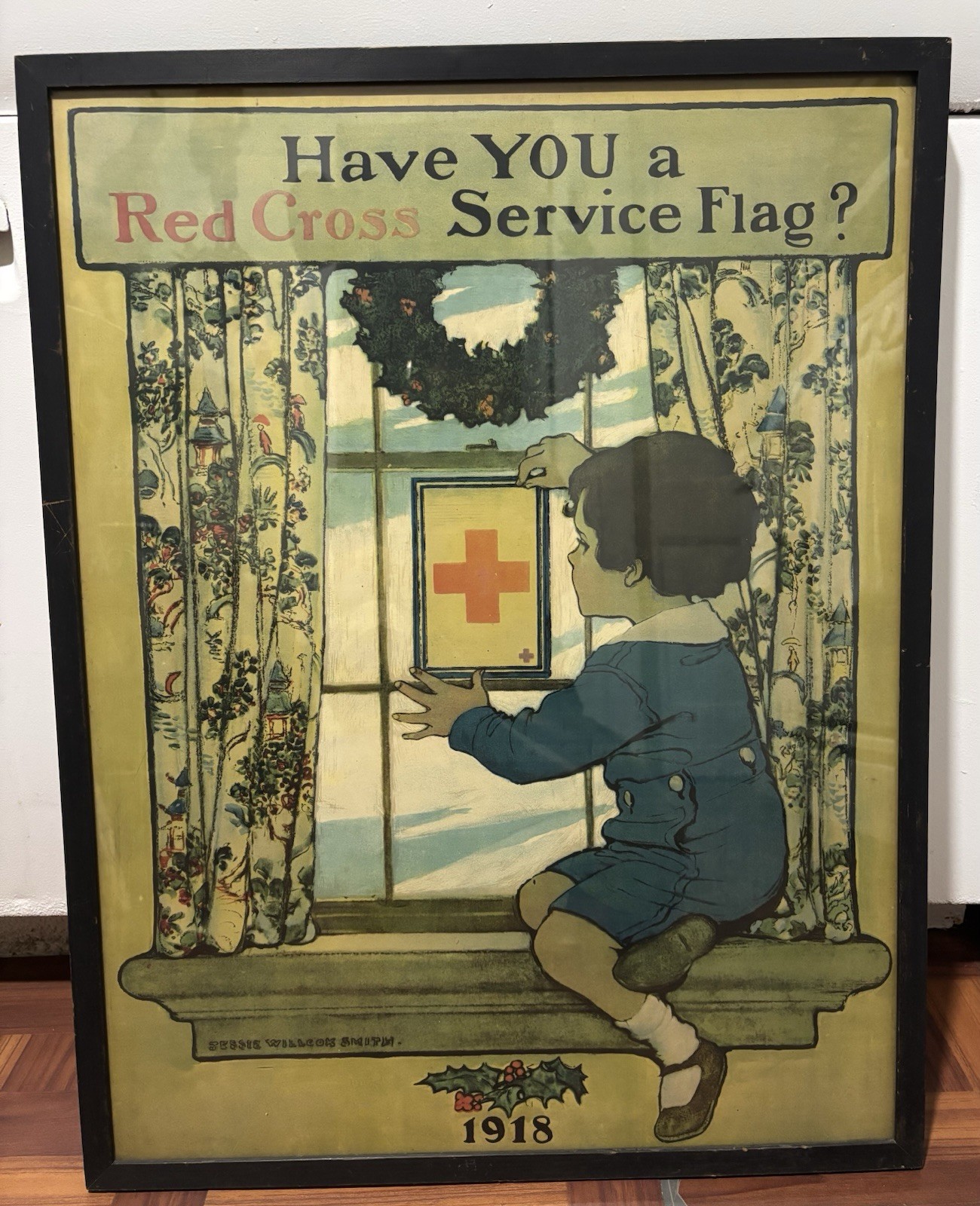 Jessie Wilcox Smith 1918 Red Cross Framed Vintage Poster 22”x29”