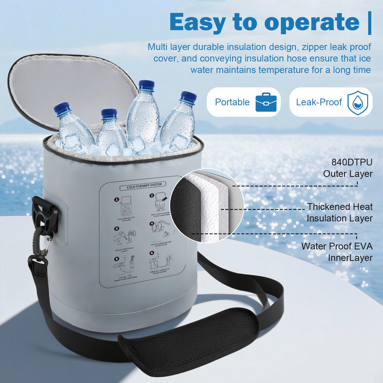 Cold Therapy Machine w Programmable Timer Portable Ice Machine For Knee Recovery