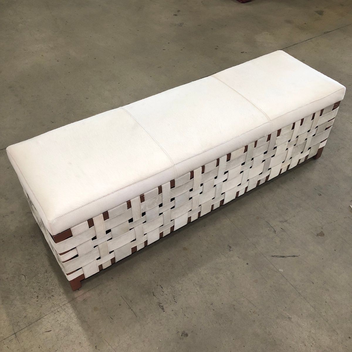 Arteriors Home Elis Bench White Hair on Hide Rose Gold Steel Frame**