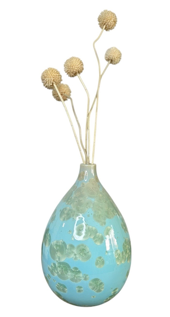 Simon Pearce Teardrop Jade Crystalline Vase Celadon Organic Studio Pottery