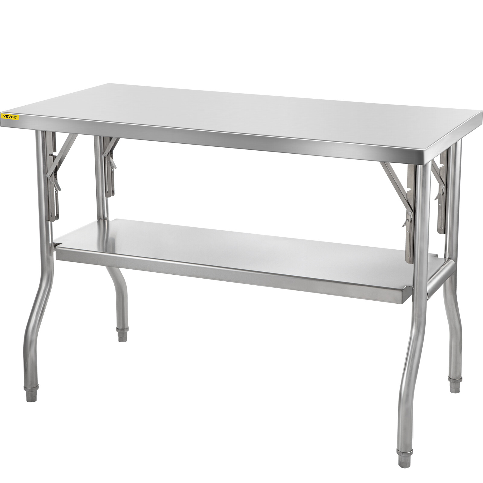 VEVOR Commercial Stainless Steel Folding Work Prep Tables Open Kitchen 48x24 In