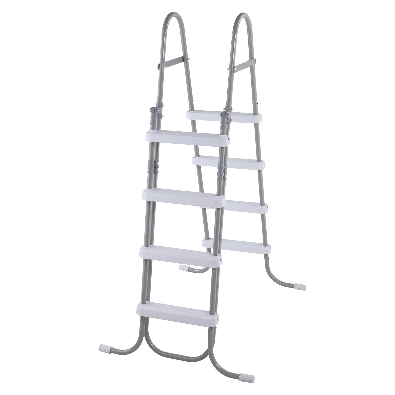 4 Steps 52in Pool Ladder Iron Grey Frame + White Steps Safety Ladder
