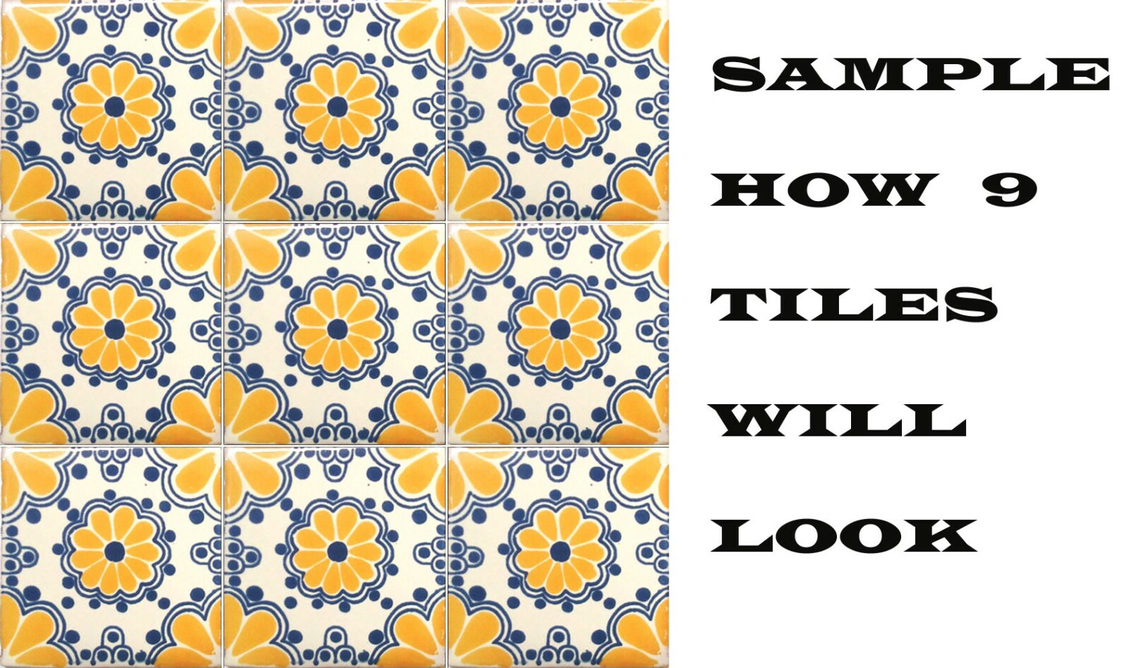 #C074) Mexican Tile sample Ceramic Handmade 4x4 inch, GET MANY AS YOU NEED !!