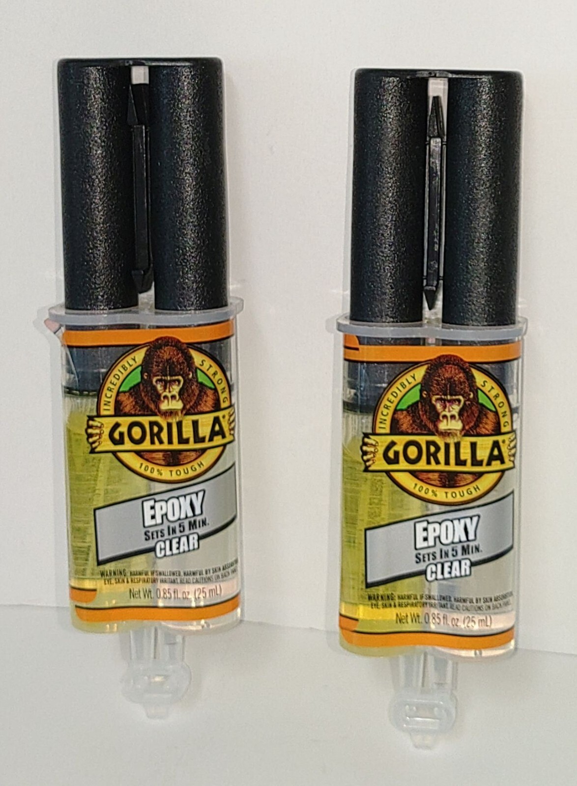 Gorilla Clear Epoxy .85 oz Sets in 5 Minutes Lot of 2 Packs