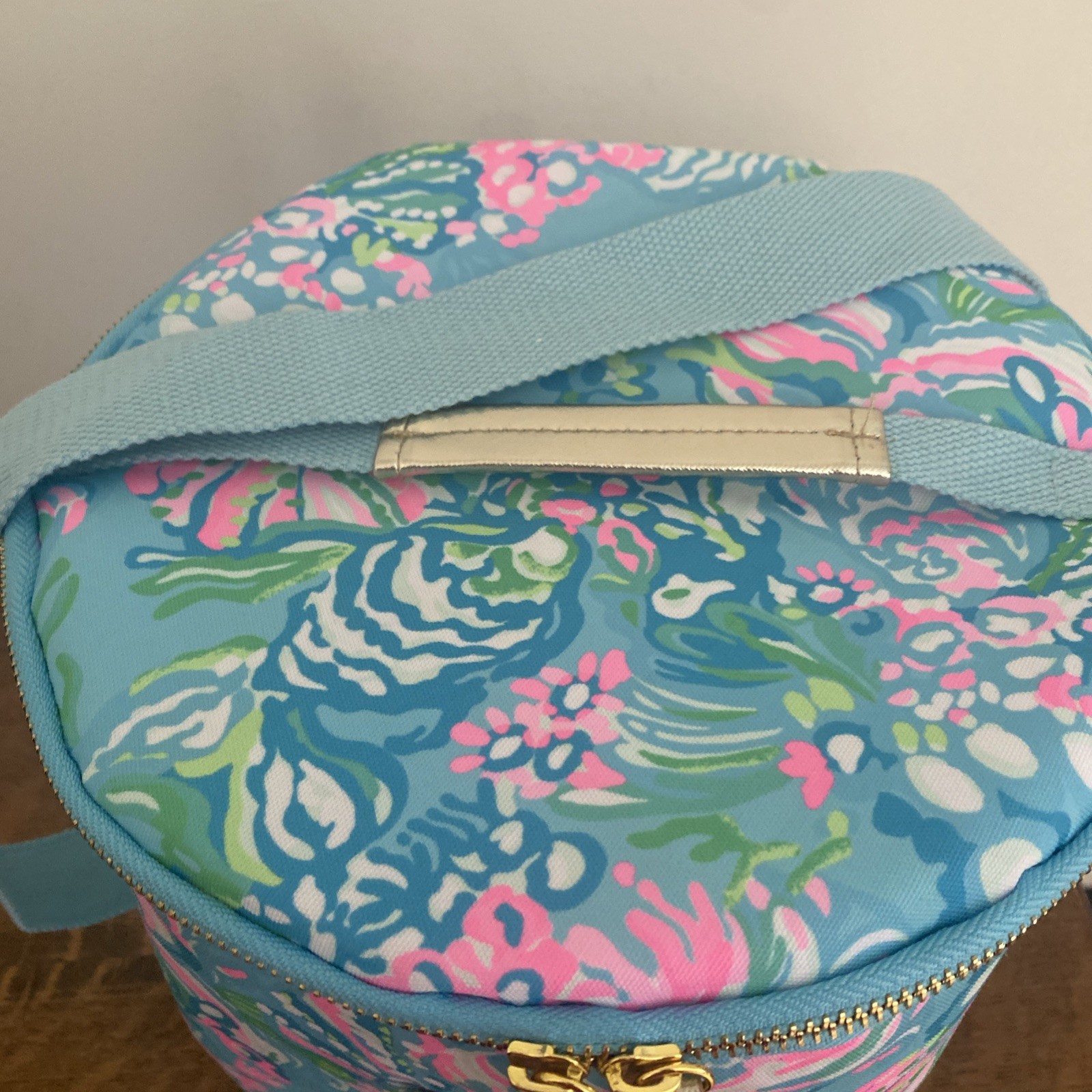 Lilly Pulitzer Insulated Cooler Bag Tote Deep Round Zip Close Tropical Beach