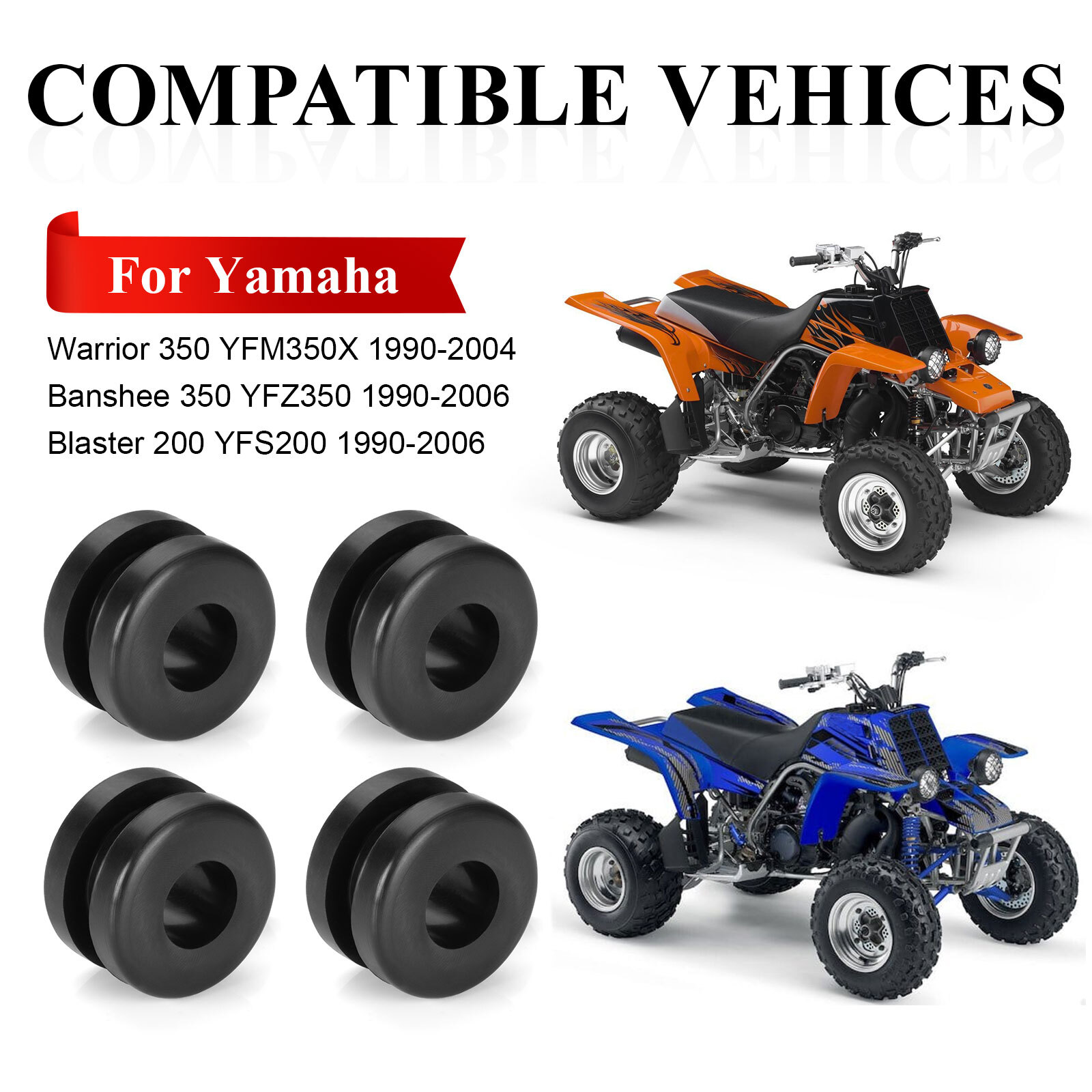 4x Rubber Heel Guard For Yamaha Warrior 350 Banshee 350 Blaster 200 90480-18411