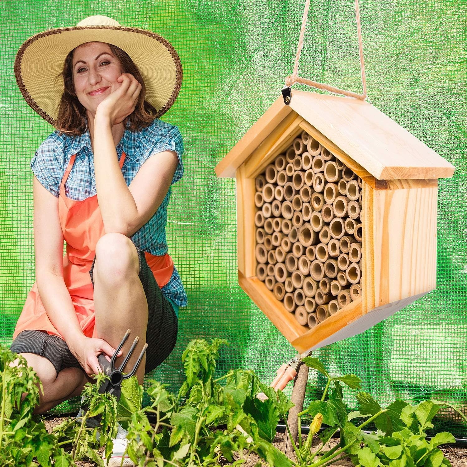 Sturdy Handmade Bee Hotel - Attract Butterflies & Enhance Your Garden's Beauty