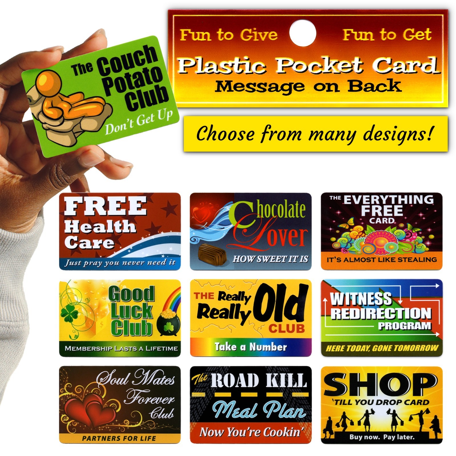 NOVELTY CARDS SETS Funny Plastic Pocket Fake Joke Gifts Gag Prank Bulk Wholesale