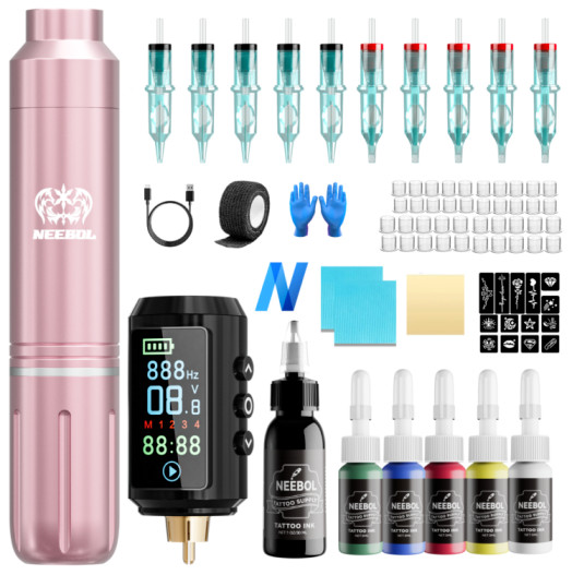 Complete Wireless Tattoo Pen Kit Rotary Microblading Machine Permanent MakeUp
