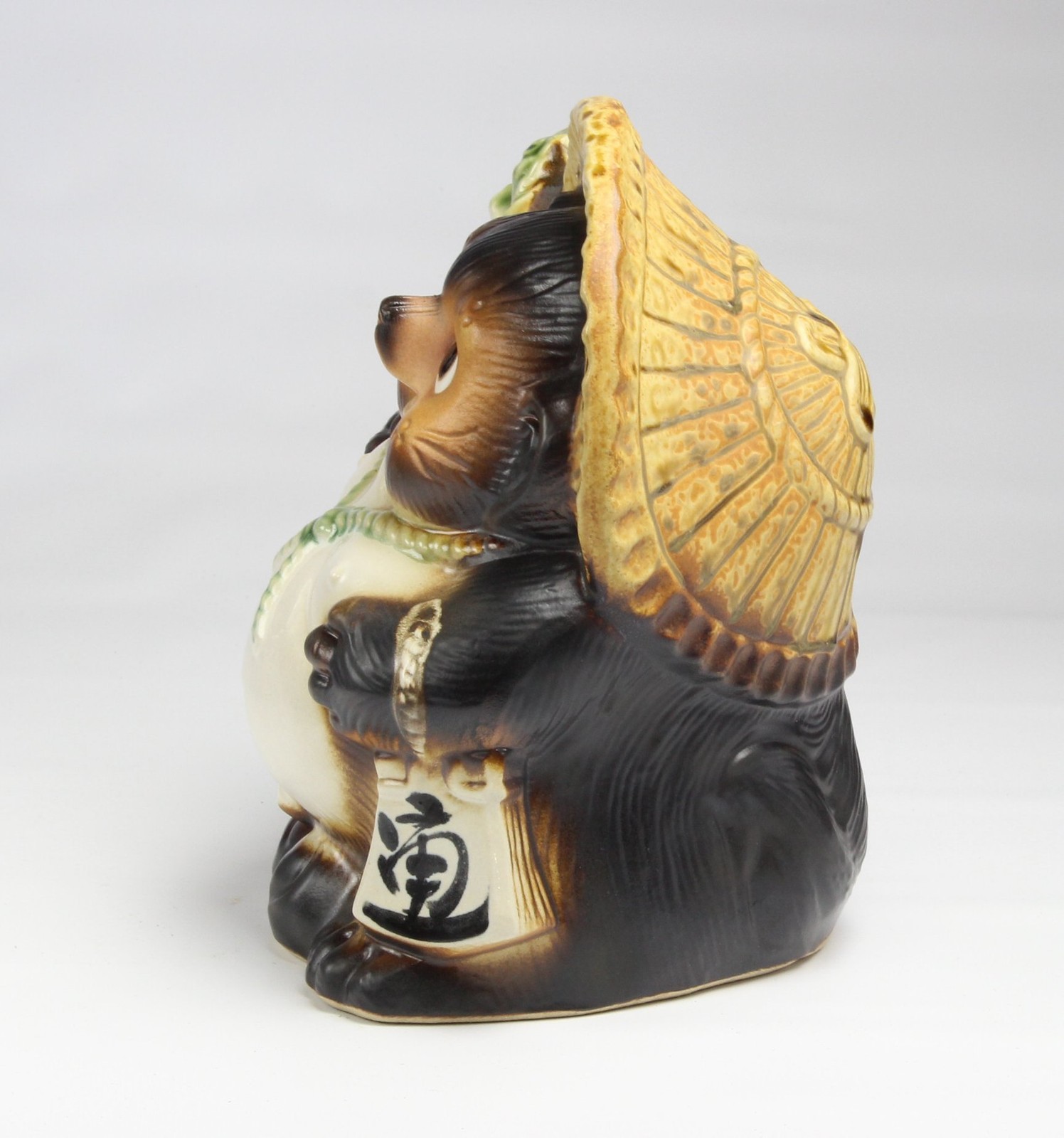 Japanese Fukufuku Tanuki No. 8 Shigaraki Ware Ceramic Figurine 9.8in