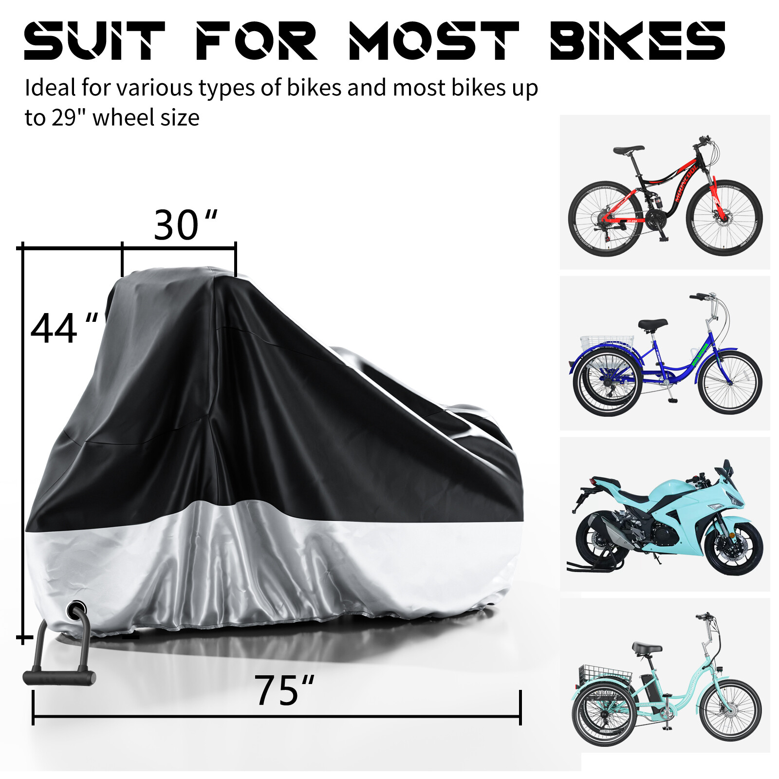 MOONCOOL Adult Tricycle Cover Trike Bike Cover Outdoor Storage Waterproof Dust