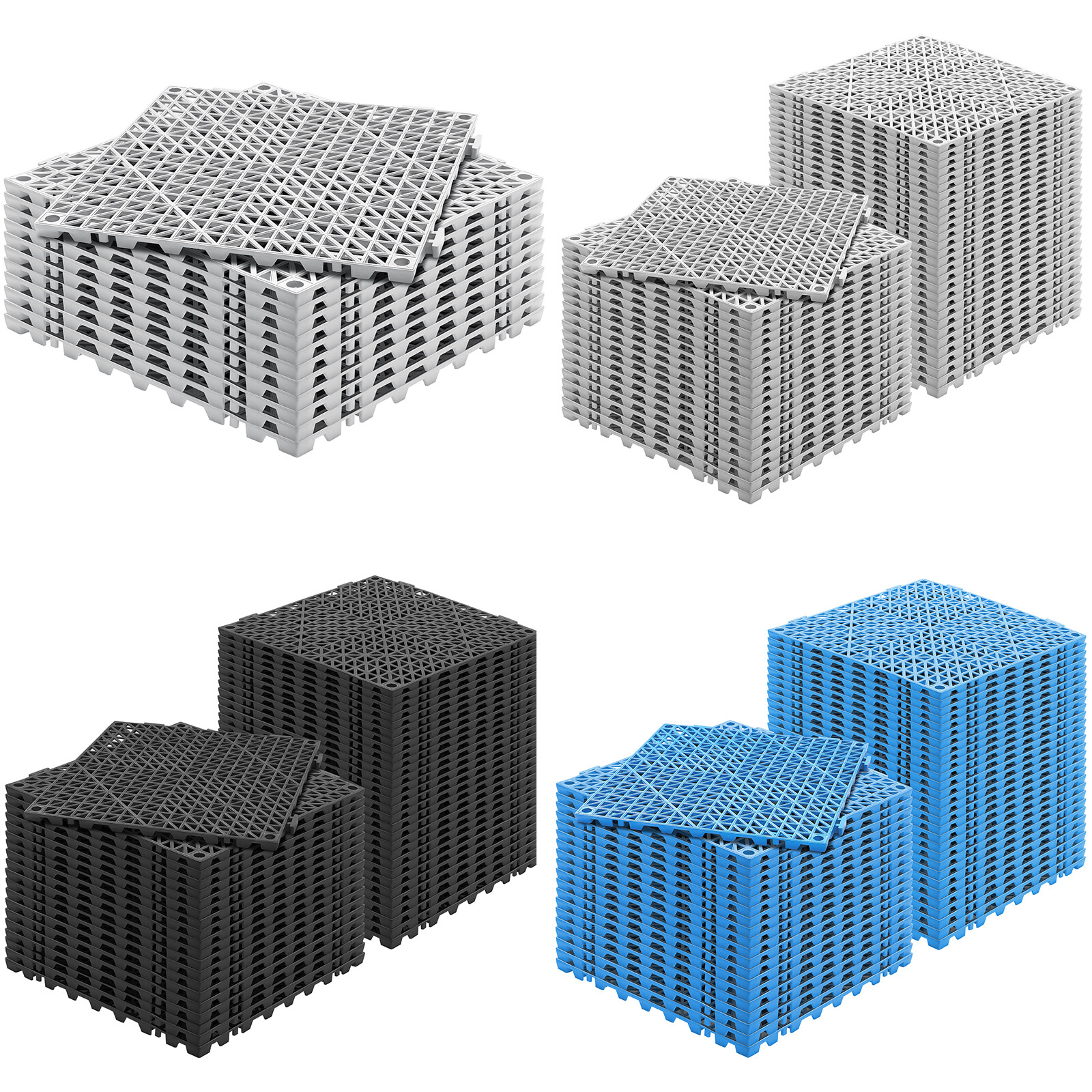 VEVOR Interlocking Drainage Floor Mat 12" x 12" PVC Non-Slip Floor Tiles