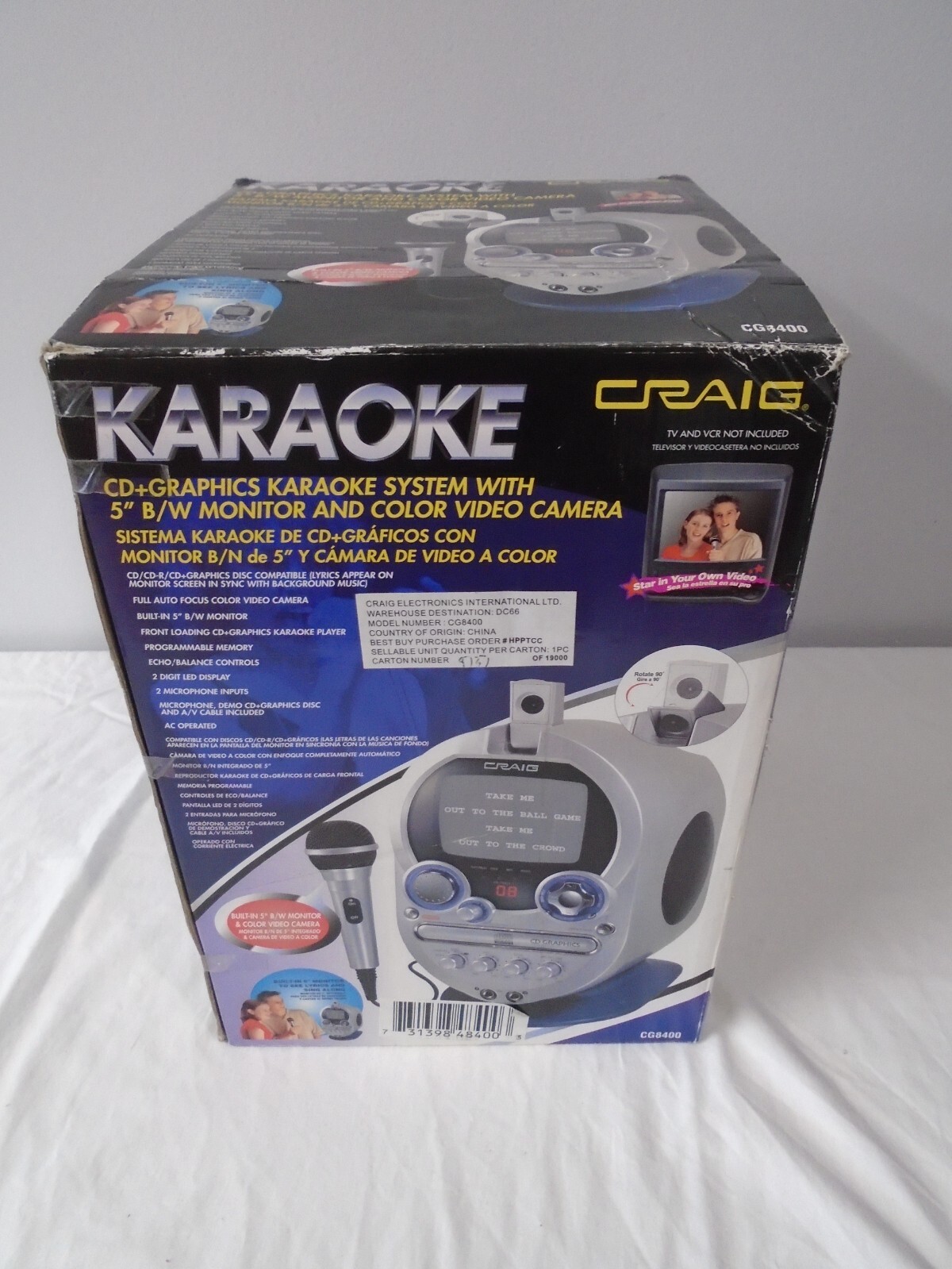 Craig CD+ Graphics Karaoke System w/ 5" Monitor & Video Camera CG8400 BRAND NEW