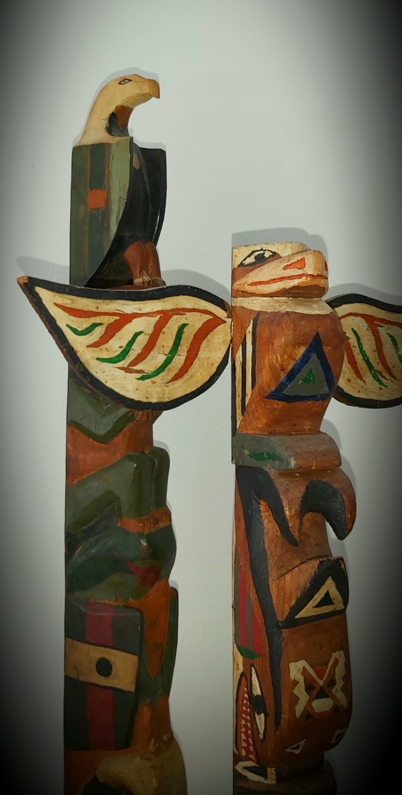 Northwest Coast; 2 Polychromed Model Totem Poles (early 20th c).