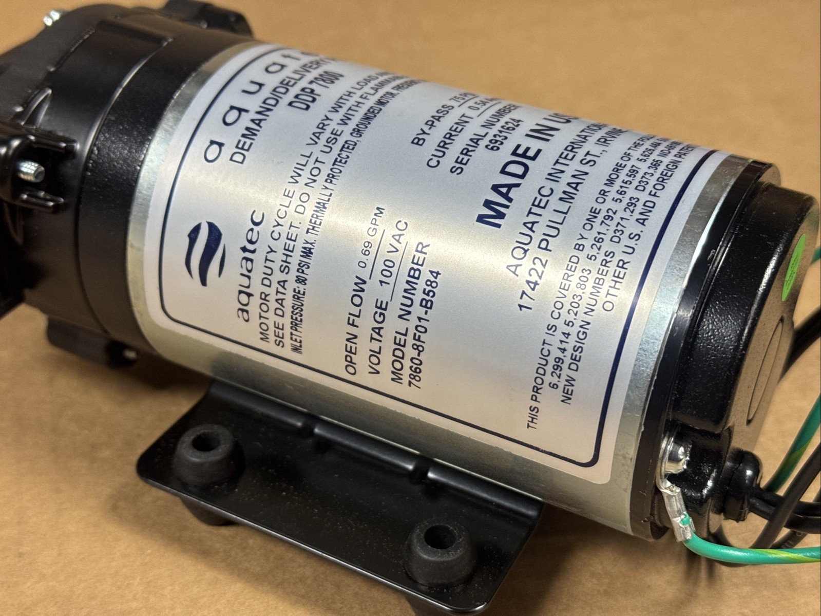 NEW Aquatec DDP 7800 Demand Delivery Pump 7860-8F01-B584 100V 0.69GPM FAST SHIP