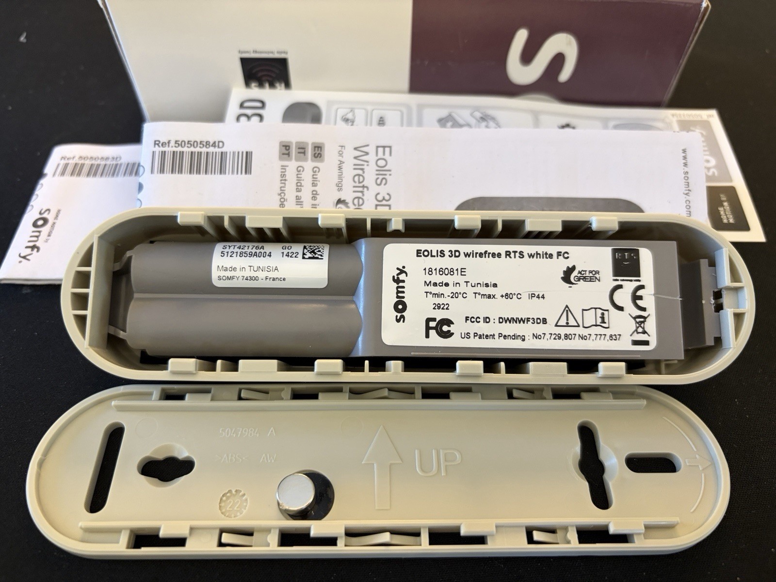 Somfy Eolis 3D Wire Free RTS Wind/Motion Sensor Gray 1816081E New