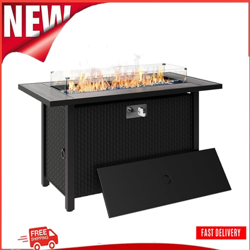 45 inch Outdoor Propane Fire Pit 50000 BTU Gas Fire Pit Table w/Lid for Patio
