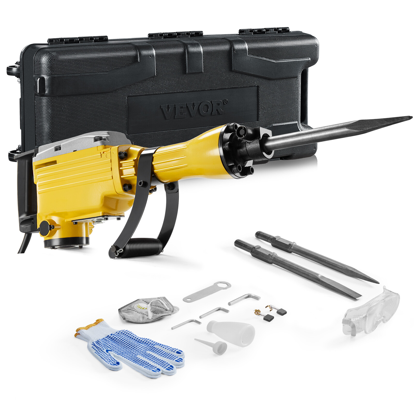 Demolition Jack Hammer Concrete Breaker 2200W Electric Hammer 2 Chisel Bit
