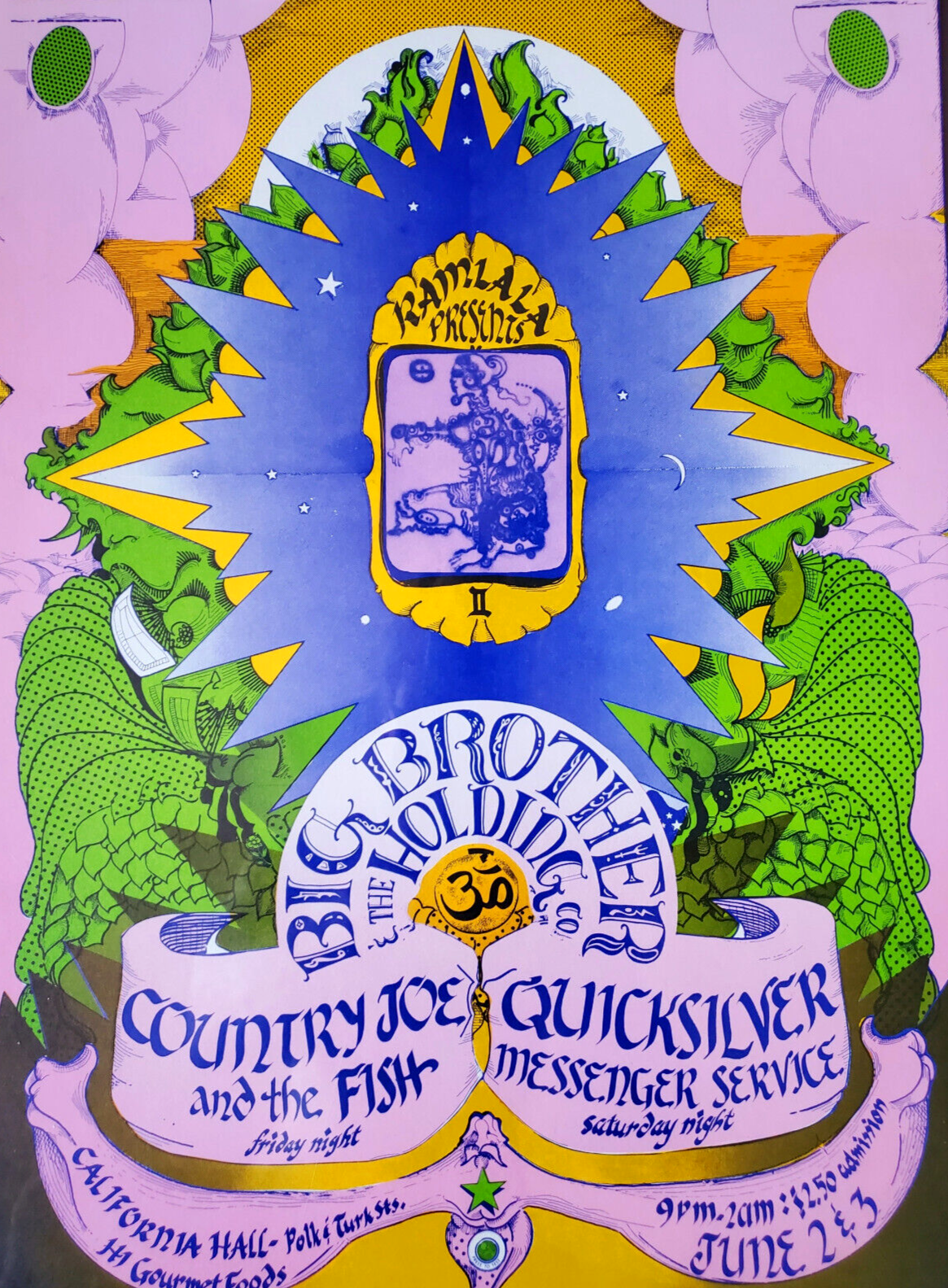 NM CGC Graded 9.4 AOR 2.158 Big Brother Janis Joplin 1967 California Hall Poster