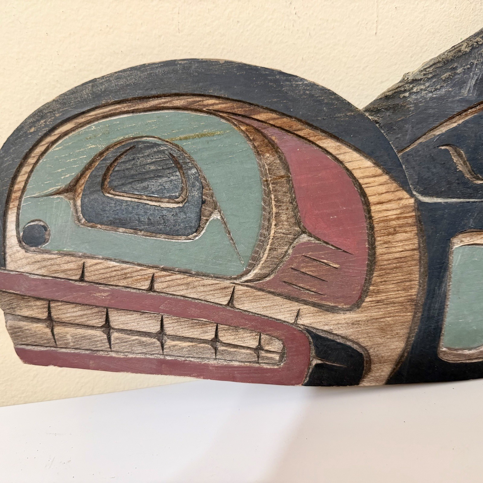 First Nation Kwakiutl Wood Carved Killer Whale George Matilpi Signed Vtg 27”
