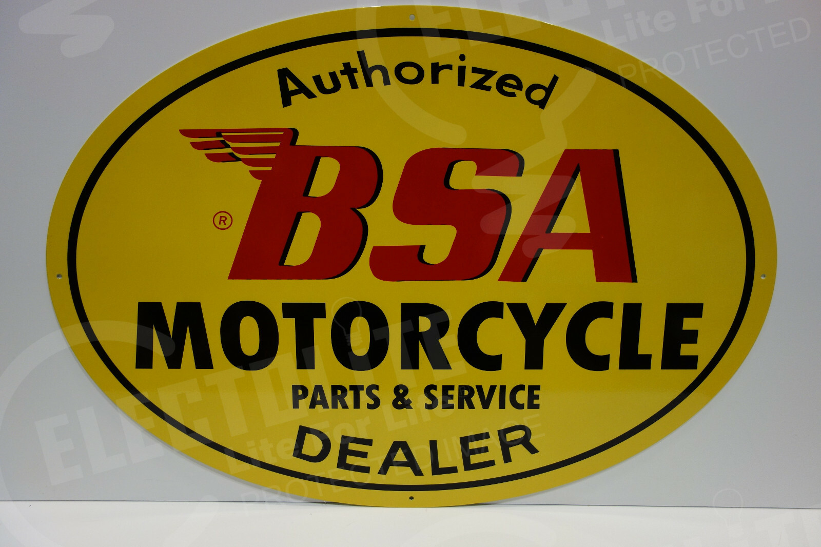 BSA MOTORCYCLE PARTS AND SERVICE SIGN. 21" BY 30"  OVULAR