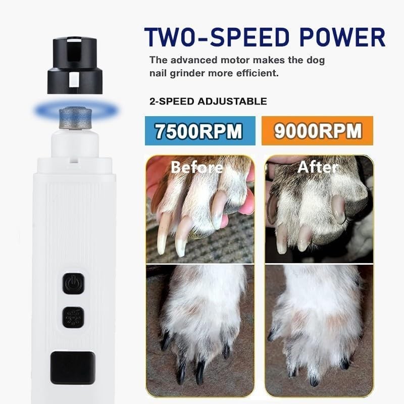 Silent Groom Pro Nail Grinder, Heusom Dog Nail Trimmer, Rechargeable USB
