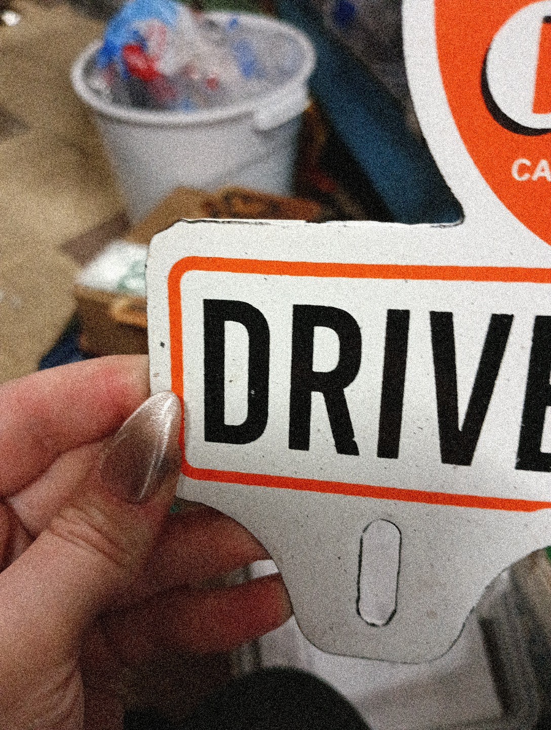 Porcelain Enjoy Orange Crush Drive Safely Topper