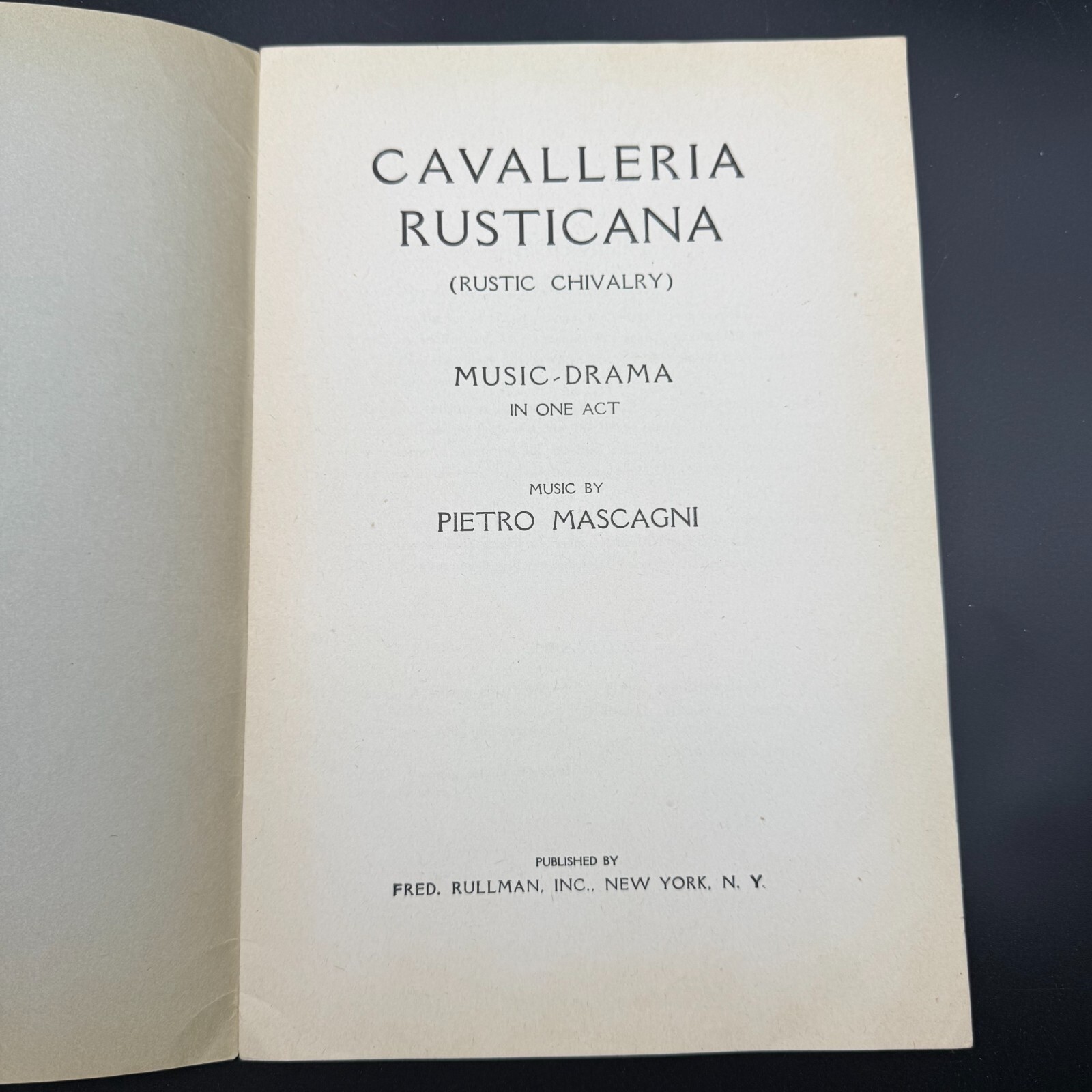 METROPOLITAN OPERA ~ LIBRETTO ~ CAVALLLERIA RUSTICANA ~ PIETRO MASCAGNI