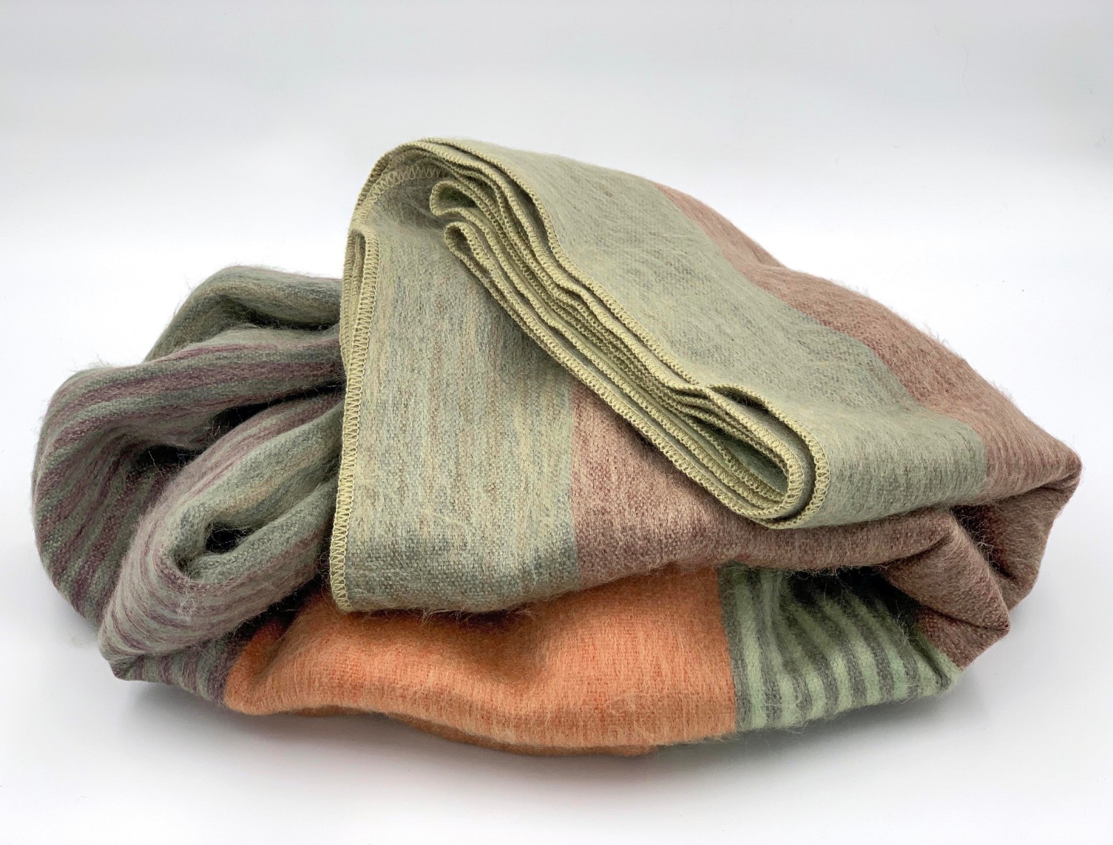 SOFT & WARM STRIPED ALPACA LLAMA WOOL BLANKET PLAID 90"x70" QUEEN BED SOFA COUCH