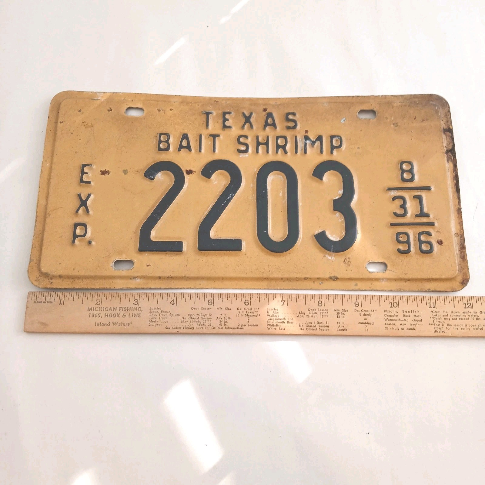 Vintage Texas Bait Shrimp Permit Nautical Boat License Plate