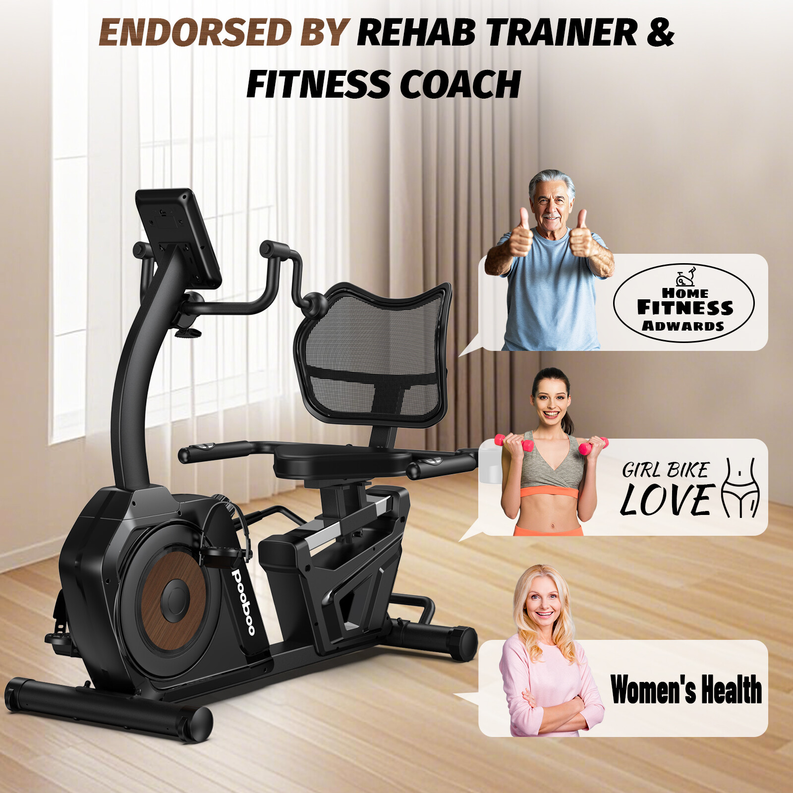 Magnetic Recumbent Exercise Bike, Stationary Bikes for Home with Arm Exerciser