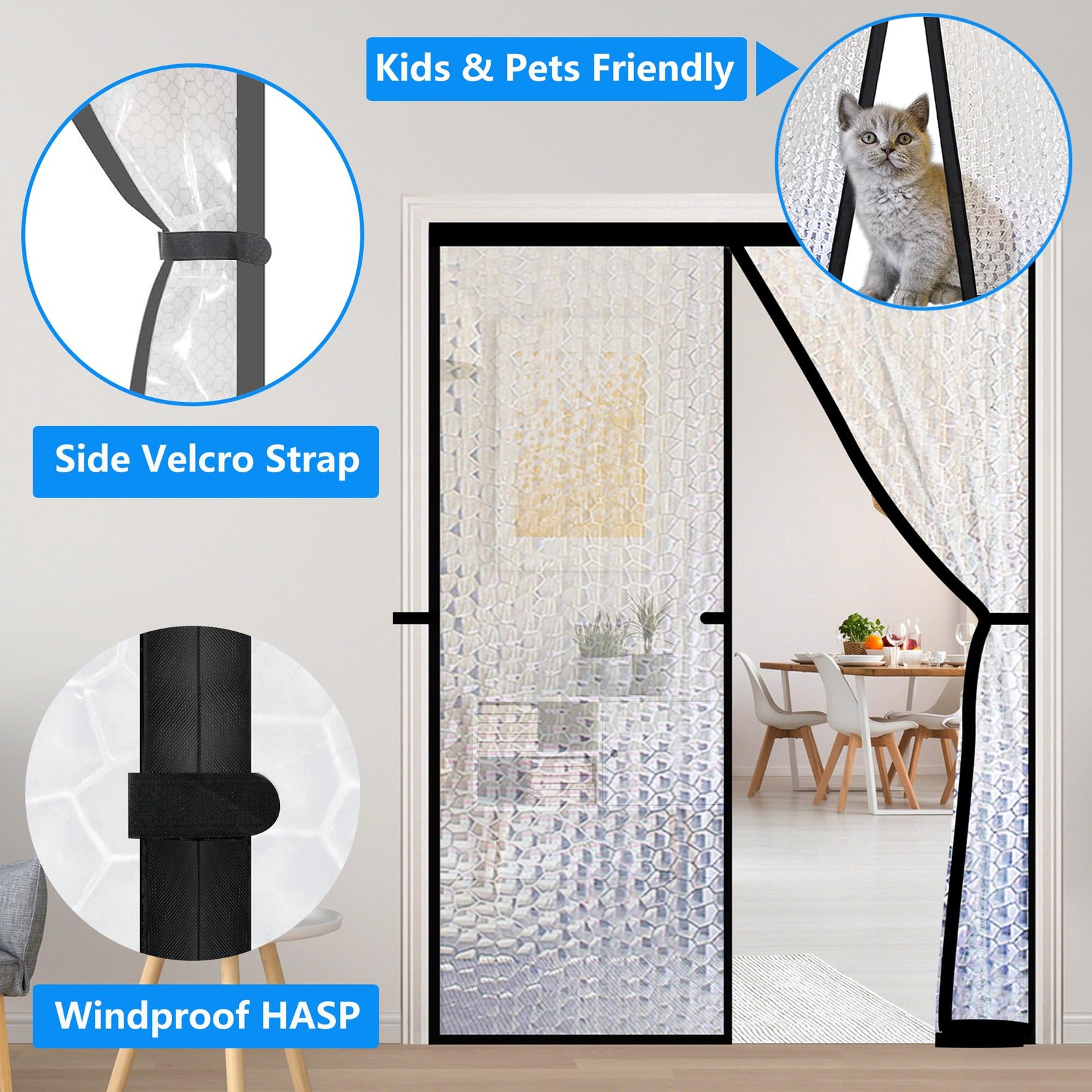 Magnetic Thermal Insulated Door Curtain,Waterproof EVA Door Cover,Fit Doors S...