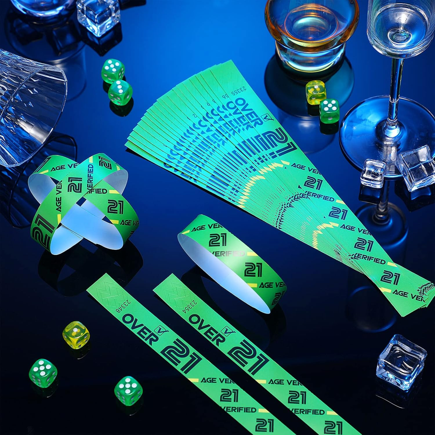 600 Pack Over 21 Age Verified Wristbands for Events with Security Number, Waterp