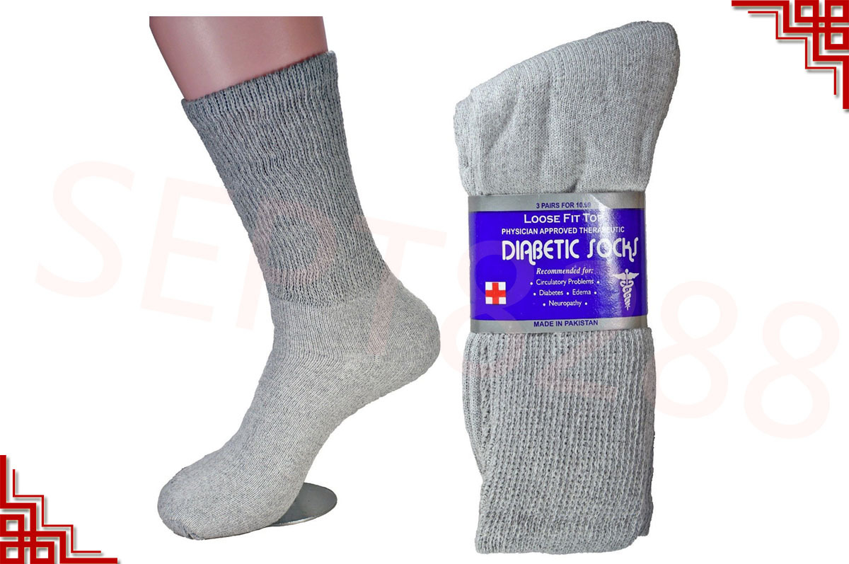 3,6,12 Pairs Diabetic Crew Circulatory Socks Health Mens Cotton 9-11 10-13 13-15