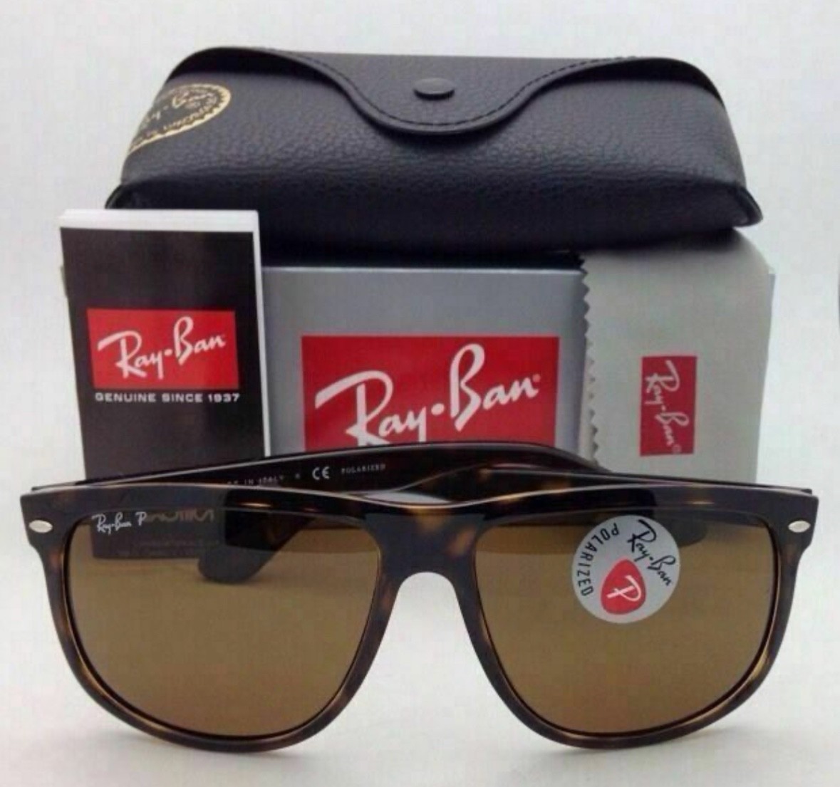 Ray-Ban Boyfriend Polished Light Havana Brown Polarized 60 mm Sunglasses RB4147