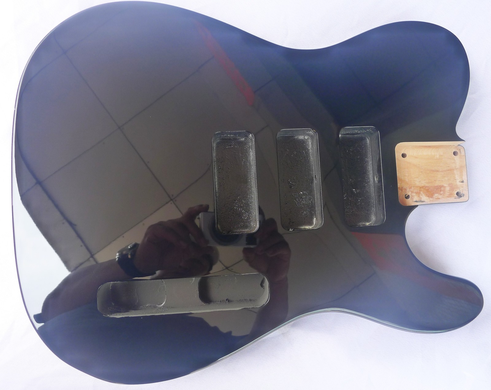Tele Style Guitar Body 3pcs Alder Black Fit 3pcs P90 With Half Bridge ≦4.8Lbs