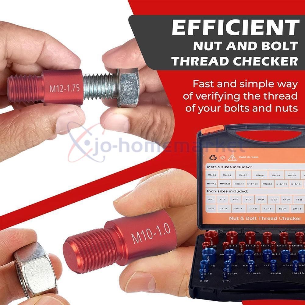 44pcs Inch & Metric Nut & Bolt Thread Checker Gauge Set