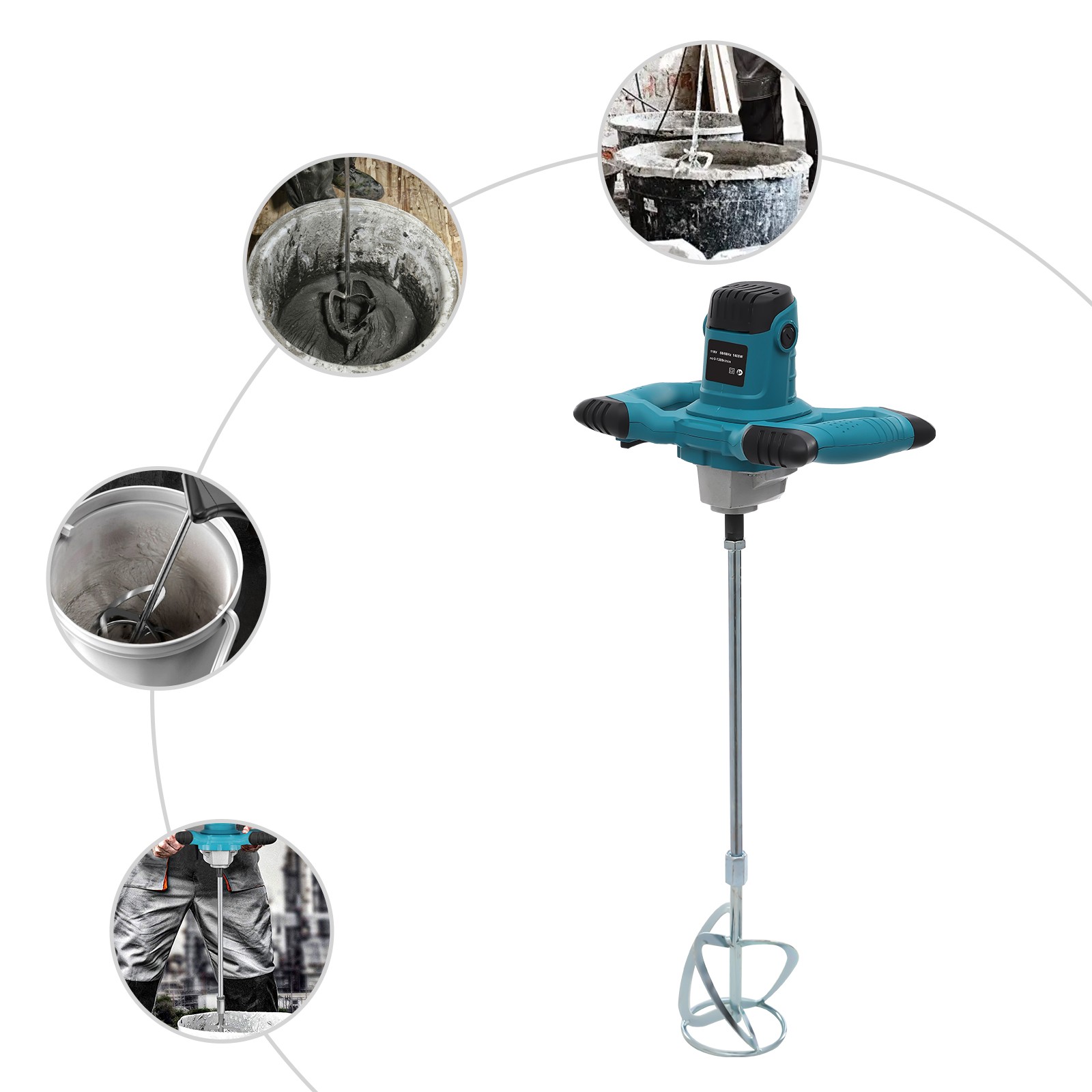 6 Speed Handheld Electric Concrete Plaster Grout Paint Mortar Mixer Machine