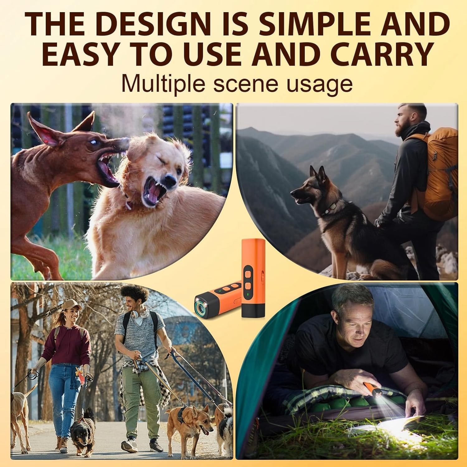 Dog Bark Deterrent Devices, Rechargeable Anti Barking Device for Dogs (Orange)