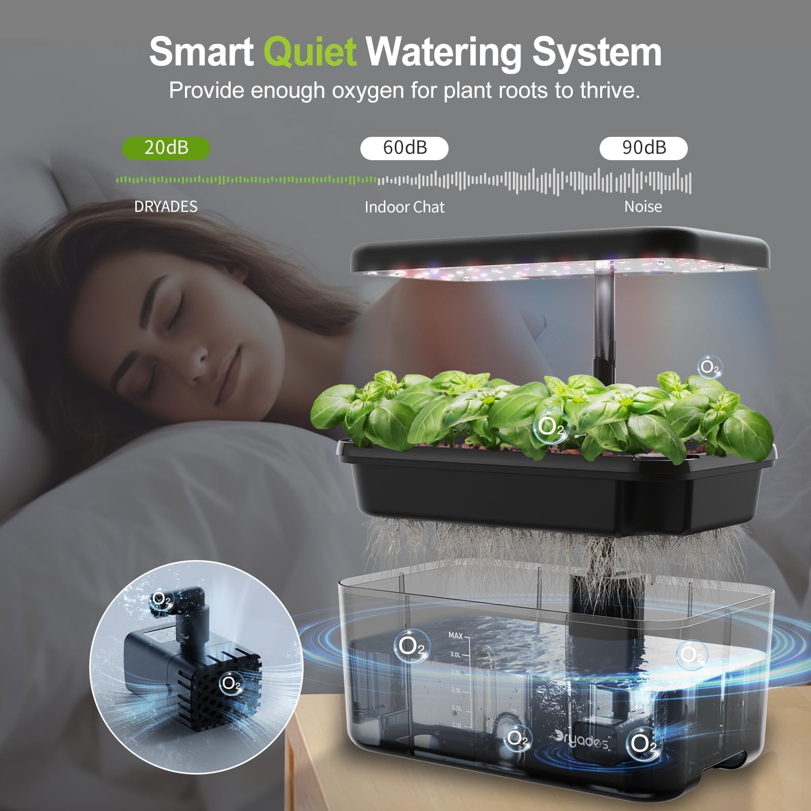 Best Indoor Herb Garden Kit Hydroponic Growing System with LED Grow Light Quiet