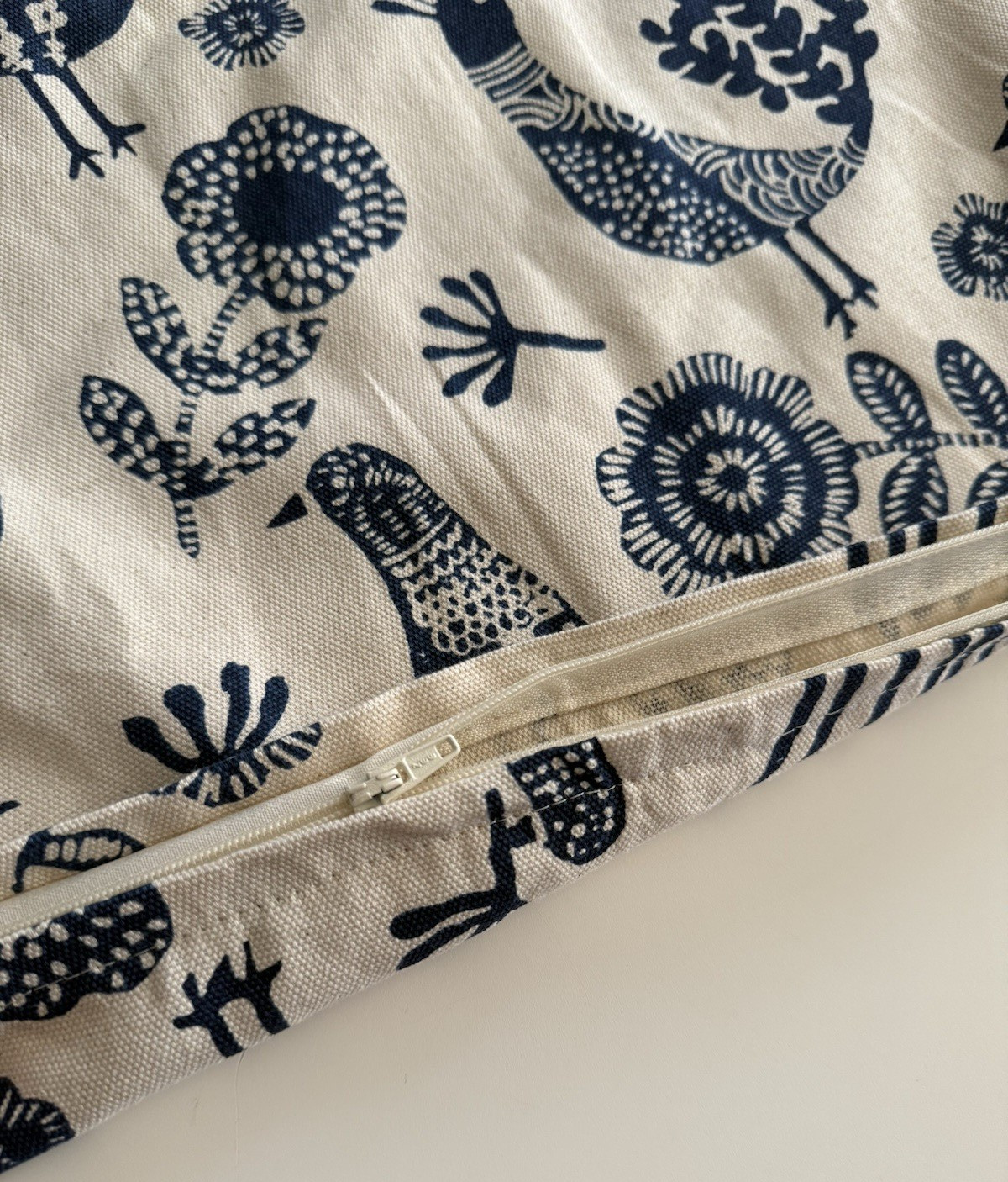 IKEA KRUTBRANNARE Cushion Cover, Natural/Blue, Birds Floral Pattern 20x20"