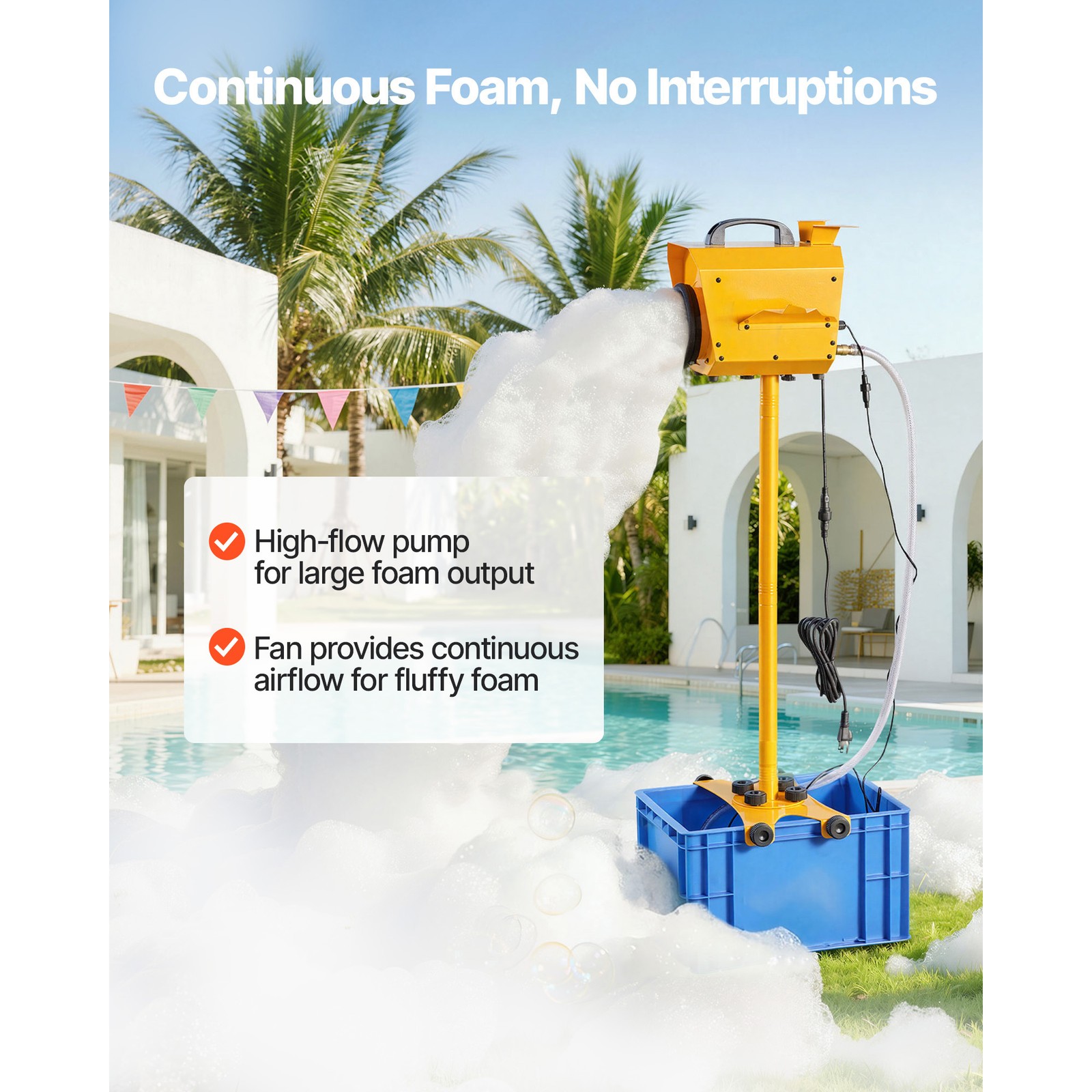 Uimoso Foam Machine Foam Maker Adjustable Angle 21QT Water Tank for Summer Pool