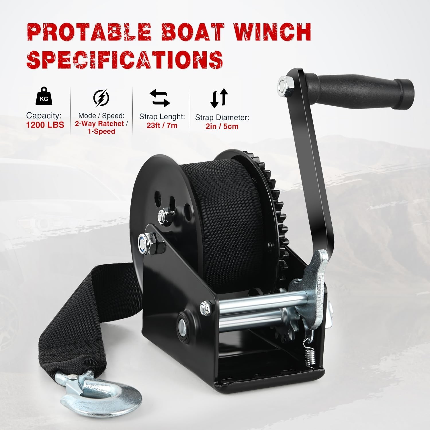 Nilight Boat Trailer Winch 1200 Lbs Hand Crank Winch Heavy Duty Boat Winches