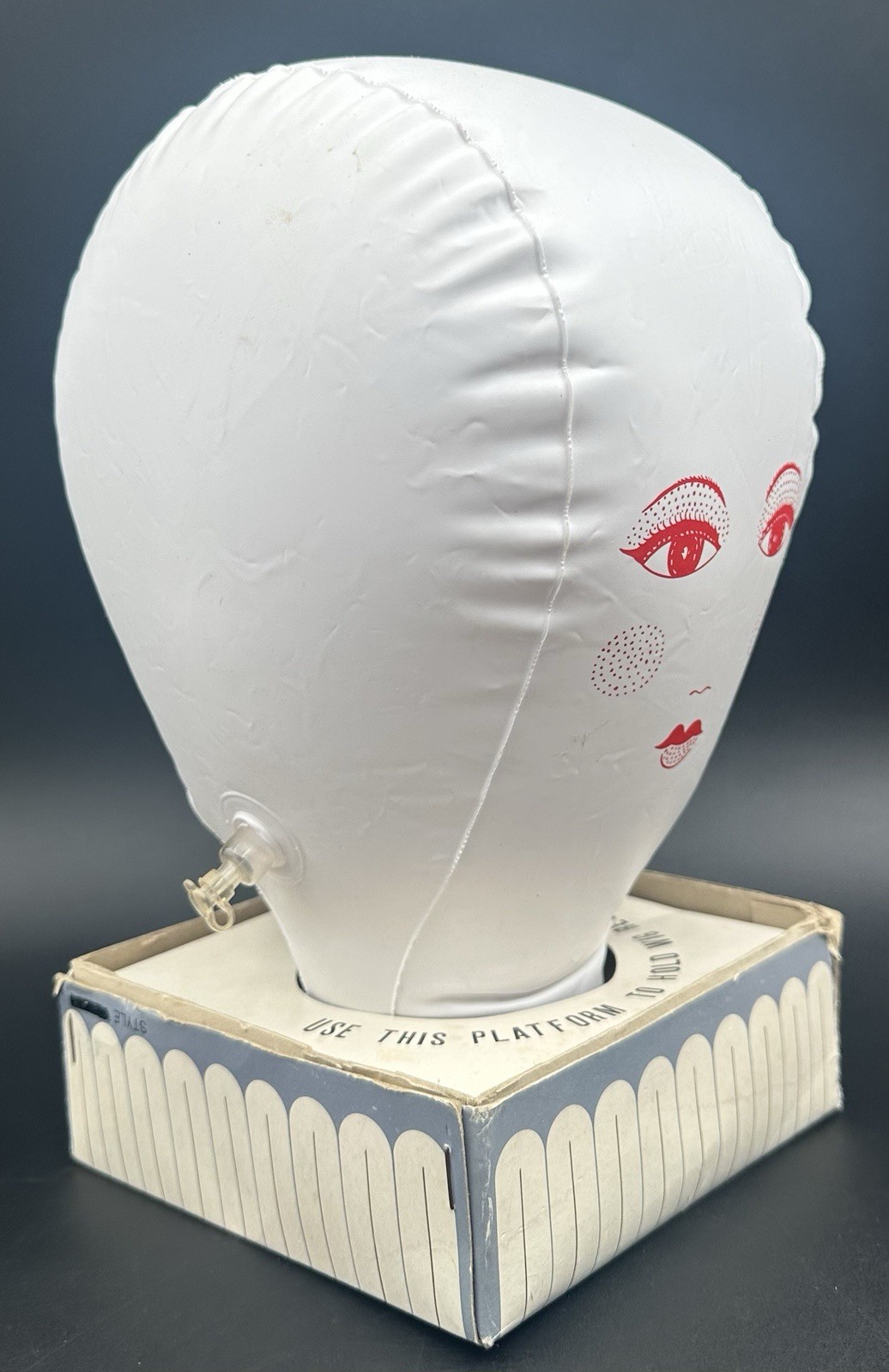 Vintage Inflatable Mannequin Woman Head Blow Up Wig Hat Rest Stand Dan Dee Japan