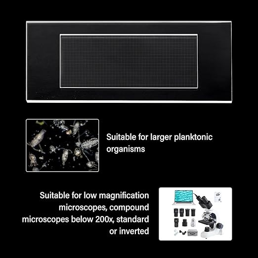  Glass Plankton Counting Cell w/ Case 1000 Grids Sedgewick Rafter Cover Glass
